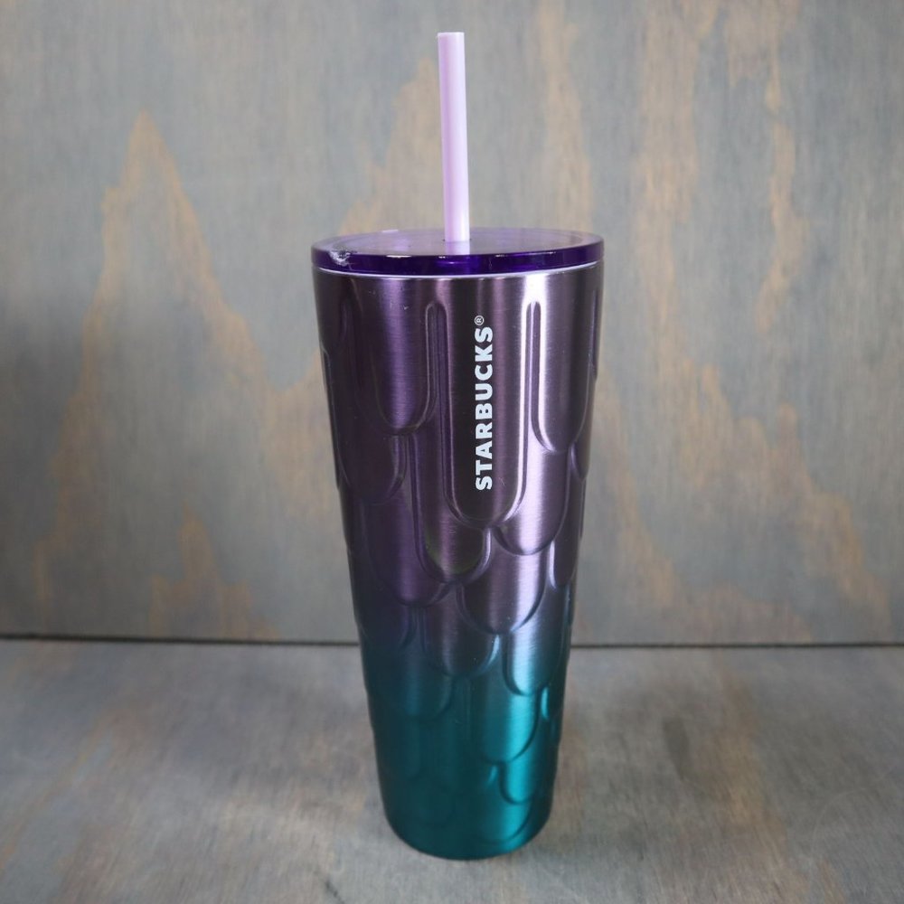 Starbucks 2022 Purple Twilight Ombre Mermaid Tumbler With Straw Flawed